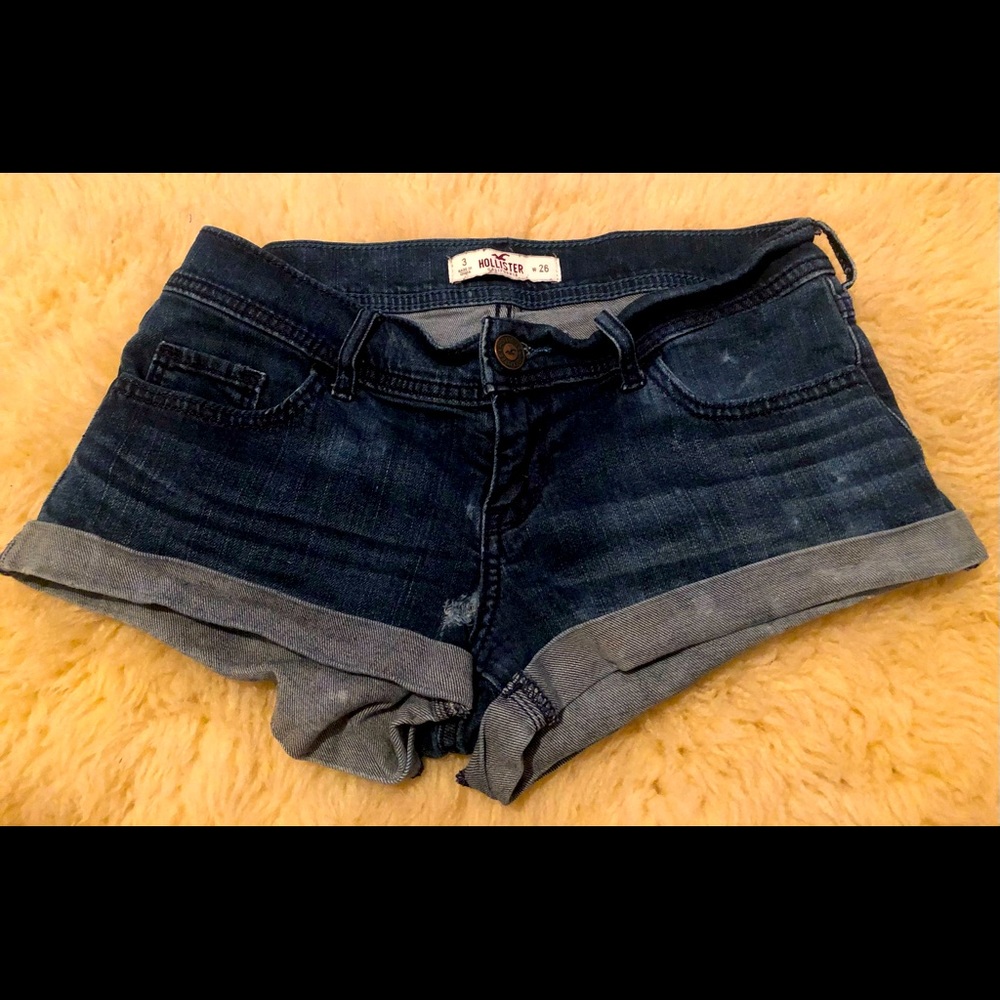 Hollister jean shorts dark wash distressed size 26